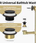 Oil Rubbed Bronze Tub Drain Kit With Hair Catcher And 2 Hole Overflow Faceplate Premium Brass Tip Toe Bathroom Drain Replacement 11 5 16 UNC Bathtub Drain Stopper Assembly No Leaks Easy Install showing fine and coarse thread fittings