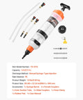 Straight Up No Drip Manual Fluid Extractor With A Legit 1500Cc Tank showing transparent tank, hoses, and couplers for vehicle fluid extraction.