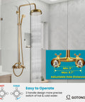 Brass Wall Mount Shower Faucet Set With 8 Inch Rain Shower Head Dual Cross Handles Handheld Spray Two Function Diverter Exposed Shower System Antique Brass Finish To Upgrade Your Shower Setup installed in modern bathroom