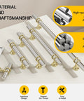 10 Pack 5 Inch Brushed Nickel And Gold Cabinet Pulls Heavy Duty Kitchen Drawer Handles For Cabinets Cupboards And Closets Rust Resistant Zinc Alloy Hardware Durable With No Fuss Install showcased on a table.