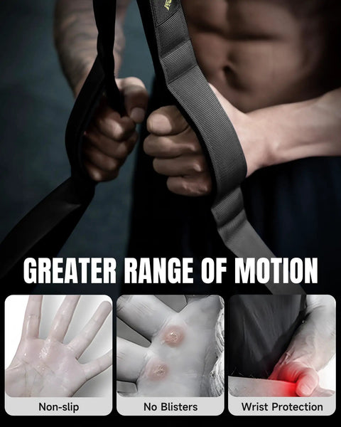Versatile Tricep Rope Cable Attachment With 3 Grip Lengths For Greater Range Of Motion Perfect For Tricep Pushdowns Face Pulls Crunches And Pro Grade Workouts Black 2 Pack, black nylon grips in hand