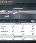 Quarter Inch Shank Compression Spiral Router Bit Pair Tungsten Carbide End Mill For CNC Woodworking and Thin Aluminum Kills Splinters Flat Out To Reveal Glass Like Cut Edges For Stress Free Shop Jobs That Turn Out Flawless Every Time specifications chart.