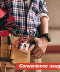 Person wearing tool belt holding Light Duty Stapler Kit With 1600 Pc JT21 Staples Five Sixteenth And Three Eighth Inch All Steel Tacker