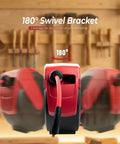 Hella Tough Retractable Air Hose Reel For Garage And Workshop 50 Foot Auto Rewind showing 180° swivel bracket for easy use.