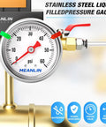 Stainless Steel Glycerin Filled Pressure Gauge Zero To Sixty Psi One Eighth Inch NPT One And A Half Inch Dial Back Mount