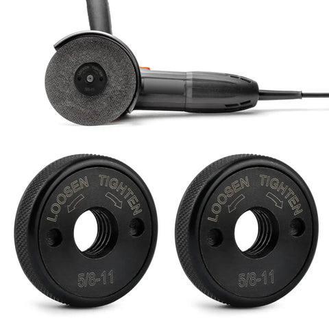 5/8-11 Thread Angle Grinder Flange Nuts, 2 Pack Self-Locking Flange Nut for 4.5 and 5 Inch Grinders with knurled edges and quick release