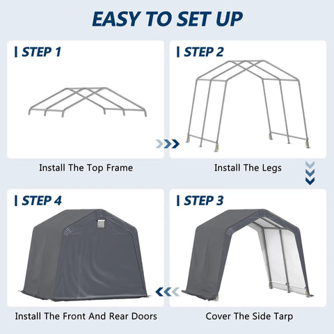 Setup steps for 10x10 Outdoor Storage Shed Heavy Duty Portable Shelter Carport With Ventilation Windows And Roll Up Doors Backyard Must Have.