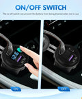 Ride Ready USB PD Type C Car Charger Socket With Digital Voltmeter And Rocker Switch showing on/off switch and voltage display in vehicle.
