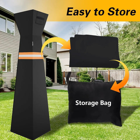 Pyramid Torch Patio Heater Cover With Zipper Storage Bag And Reflective Strip Heavy Duty 420D Waterproof UV Resistant Cover