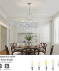 Mini Crystal Chandelier With K9 Crystals, Chrome Finish, 5 E12 Bulbs, Living Room Pendant Lighting above a dining table