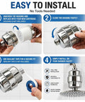 4 Pack 15 Stage Shower Filter Replacement Cartridge For Hard Water Universal Fit High Output Water Softener installation steps