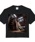 Chill Vibes Industrial Gear Abandoned Factory Machinery Comfort Colors Crop Top In Beige For That Lived In Heavyweight Cotton Fit shown in black.