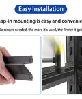 Killer 5 Tier Steel Storage Shelving Unit With Adjustable Metal Racks For Garage Warehouse and Basement Setup showing easy snap-in installation process.