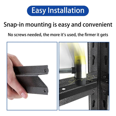 Killer 5 Tier Steel Storage Shelving Unit With Adjustable Metal Racks For Garage Warehouse and Basement Setup showing easy snap-in installation process.