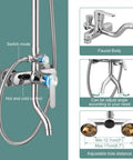 Exposed Chrome Shower System With 8 Inch Rainfall Shower Head, Round Bathroom Fixture, ABS Handheld Sprayer, Adjustable Slide Bar