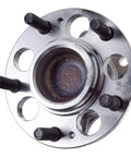 Rear Wheel Hub And Bearing Assembly Compatible With 2011-2016 Hyundai Elantra And 2014-2018 Kia Forte Koup Forte5 High Load Capacity OE Quality Replacement Durable Wheel Hub Bearing For Smooth Rides, showing steel studs and mounting holes.
