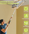 Man using Extendable Attic Pull Down System Kit with 40 Inch Telescoping Rod in modern attic setting