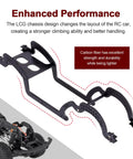 Beefy Carbon Fiber Chassis Kit For 1/18 TRX4M Bronco Defender Crawler with multiple shock mount points shown in diagram