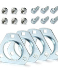 1 Inch Live Axle Bearing Kit For Go Karts Mini Bikes Trikes And Off Road ATVs With 3 Hole Flangette Mount Hangers shown with bolts and nuts