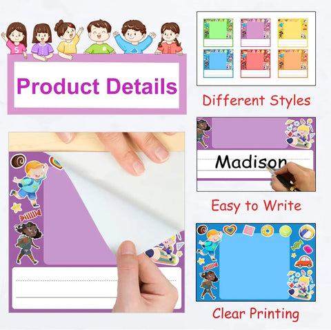 Kid Friendly Photo Desk Nameplates Set 36 Self Adhesive Name Tags With Photo Space For Classrooms And Desks, colorful styles.