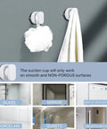 Two Pack Strong Suction Cup Handles For Glass Mirror Tile And Drawer Doors With Up To 7.5 Kilogram Load Capacity in Bathroom