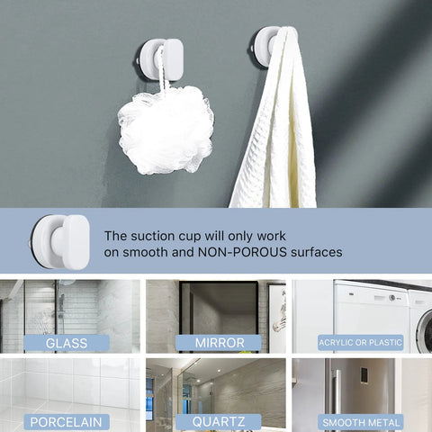 Two Pack Strong Suction Cup Handles For Glass Mirror Tile And Drawer Doors With Up To 7.5 Kilogram Load Capacity in Bathroom