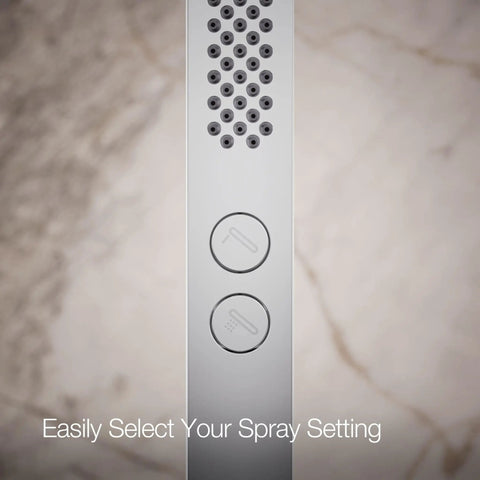 Close-up of controls on Shift Square Two Function Handshower With 1.75 GPM Flow Polished Chrome Finish Ergonomic Grip