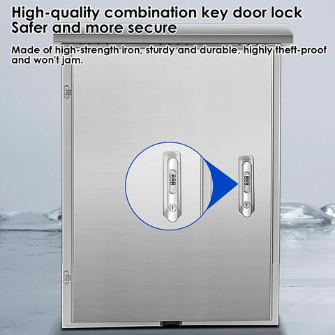 Heavy Duty Outdoor EV Charger Lock Box With Rock Solid Stainless Steel Case And Clever Cord Wrap showcases a secure combination lock.