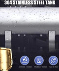 Solid 304 Stainless Steel Bladder Water Pressure Tank, 224 Gallon Capacity, showing droplets on surface and ports.