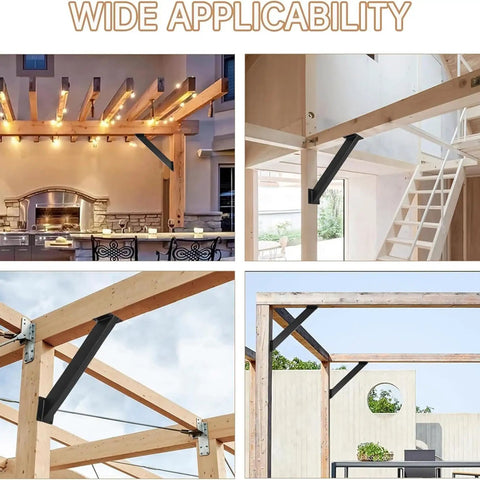 45 Degree Angle Support Bracket Kit For Wooden Structures 4 Pcs Heavy Duty Corner Braces Built To Last Waterproof Rustproof Steel For Gazebos Tree Houses Cabins Patios And Outdoor Decks