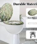 Round Peacock White Heron Blooming Garden Cherry Blossoms Toilet Seat on a white toilet, showcasing resin material and soft-close hinge.
