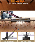 Cordless Vacuum Cleaner For Home With 580W Power And 48KPa Suction, LED headlight, cleaning debris on hardwood floor