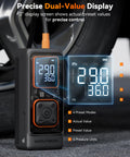 Beast Cordless Tire Inflator Portable Air Compressor With Digital Pressure Gauge Auto Shut Off And LED Flashlight Fast 150 PSI Pump display closeup