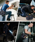 Heavy Duty Tool Bag With Multi Pocket For Pros, Built From 600D Oxford Fabric, carried by workers in various job settings