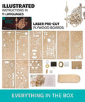 Gravity Powered Aero Clock Kit Wooden 3D Puzzle Wall Clock With Pendulum Gear Driven Time Display Miniature Hot Air Balloon Theme parts and instructions