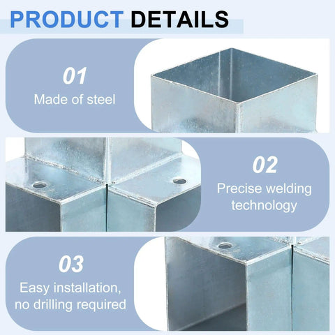 Three Way Gazebo Brackets Kit For 2x2 Lumber Right Angle Corner Brackets Outdoor Patio DIY Woodworking Galvanized Steel Heavy Duty Four Pack details
