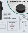 Matte Black Waterfall Bathroom Faucet With Pop Up Drain And Deck Plate dimensions and details image
