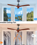 52-Inch Wood Blade Ceiling Fan With No Light Reversible DC Motor Modern Farmhouse Style With Remote in seasonal use summer and winter