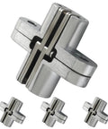 Hidden Stainless Steel 180 Degree Concealed Hinge For Frameless Kitchen Cabinets One And Three Quarters Inch Opening With Screws Rust Resistant And Easy Install Durable Cross Hinge For Cabinet Doors 4 Pack By Opfiue, showing four rust-resistant hinges with a cross design.