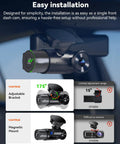 Installation features of Dual Dash Cam For Your Ride With 5G WiFi Front 2.7K And Interior 1080P, HDR Night Vision.