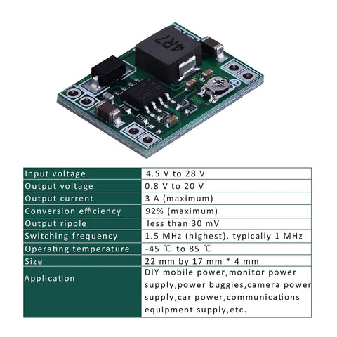 Six Channel Buck Converter MP1584EN DC-DC Step Down Regulator Module 4.5V To 28V In, 0.8V To 20V Out with technical specifications