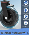 Close-up of 8 Inch Gate Wheel With Brake, Heavy Duty Gate Wheel Caster, 360 Degree Rotation, Spring Loaded, non-slip tread