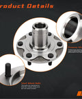 Front Wheel Hub Assembly For 1995-2004 Toyota Tacoma 4WD, 1996-2002 Toyota 4Runner 4WD, 2000-2006 Toyota Tundra 4WD, 2001-2007 Toyota Sequoia 4WD Replacement - OEM-Grade Hub Bearing Kit, showing metal hub with steel bolts