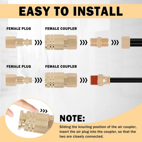 All In One DOT Air Line Kit With Brass Fittings installation guide showing female plug and coupler connections