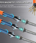 10-pack PH2 Phillips impact bits with magnetic 1/4-inch hex shank, blue-coated S2 steel