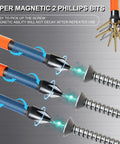 Close-up of 10 Pack Magnetic Phillips Bit Set PH2 Impact Magnetic Bits showcasing use with screws and magnetic feature.