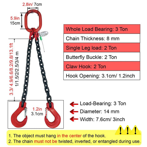 Heavy Duty Workhorse Two Leg Chain Sling With Grade Eight Hooks For Real World Industrial Lifting Custom Length Up To Thirty Ton Capacity For Warehouse Rigging