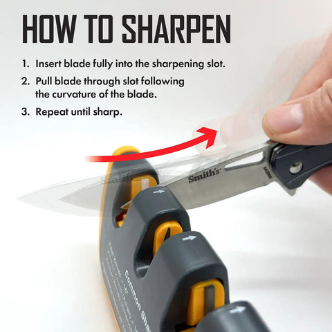 Adjustable Angle Knife Sharpener With 2-Stage Coarse And Fine Sharpening For Serrated And Straight Edge Blades in use