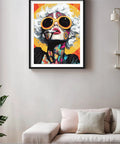 Framed 5D Diamond Painting Kit For Adults Beginner Retro Mod Girl Round Full Drill Diamond Art With Tools above sofa