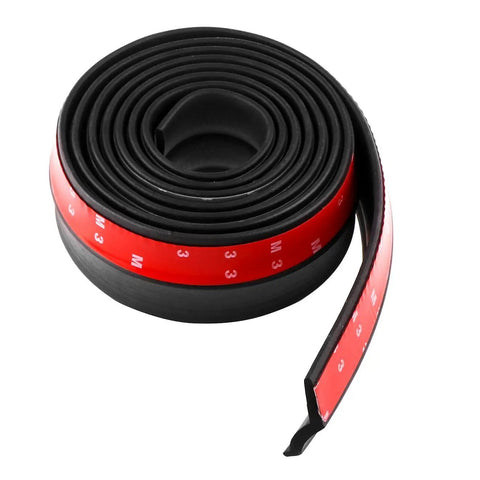 Universal Car Front Bumper Lip Spoiler Protector Rubber Skirt Guard 2.5M Long Black Flexible TPVC Material Coiled